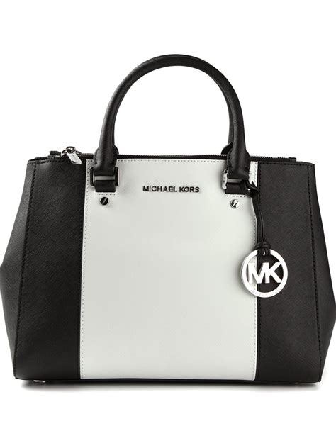 michael kors black and white purse|michael kors black tote handbag.